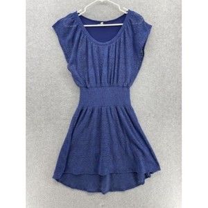 Leifnotes Women's Pull Anthropology Fit And Flare Cap Sleeve Solid Blue XS